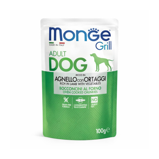 Monge Dog Grill влажный для взрослых собак, с ягненком и овощами - 100 г