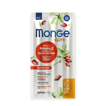 Monge Gift Cat Fussy лакомство для кошек, со свининой, шиповником и сыром - 15 г