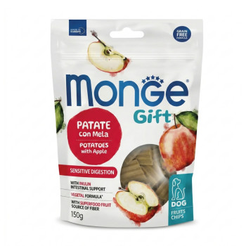 Monge Gift Fruit Chips Sensitive Digestion лакомства для собак, с картофелем и яблоком - 150 г
