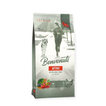 Benvenuti Dog Attivi корм для активних собак, з птицею - 15 кг