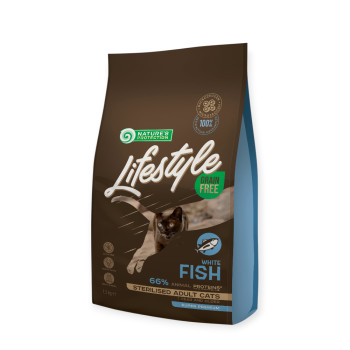 Nature's Protection Lifestyle Grain Free корм для стерилизованных кошек, с белой рыбой - 1,5 кг
