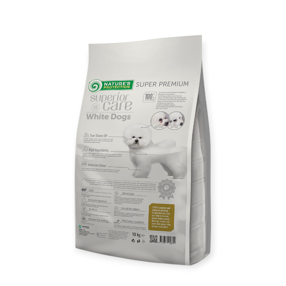 Nature's Protection Superior Care White Dogs Adult Small & Mini, с ягненком - 10 кг