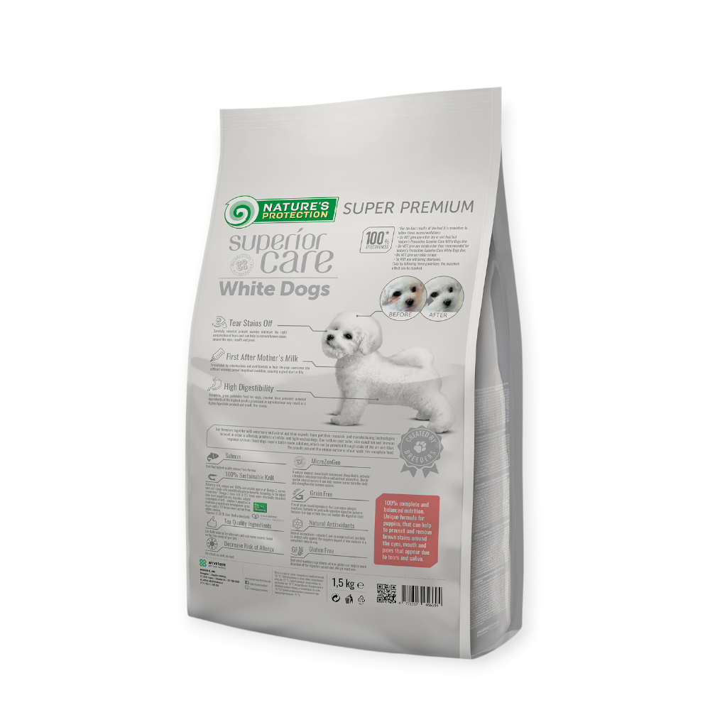 Nature's Protection Superior Care White Dogs Grain Free Starter All, з лососем - 1,5 кг