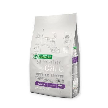 Nature's Protection Superior Care White Dogs Grain Free Junior All, з лососем - 10 кг