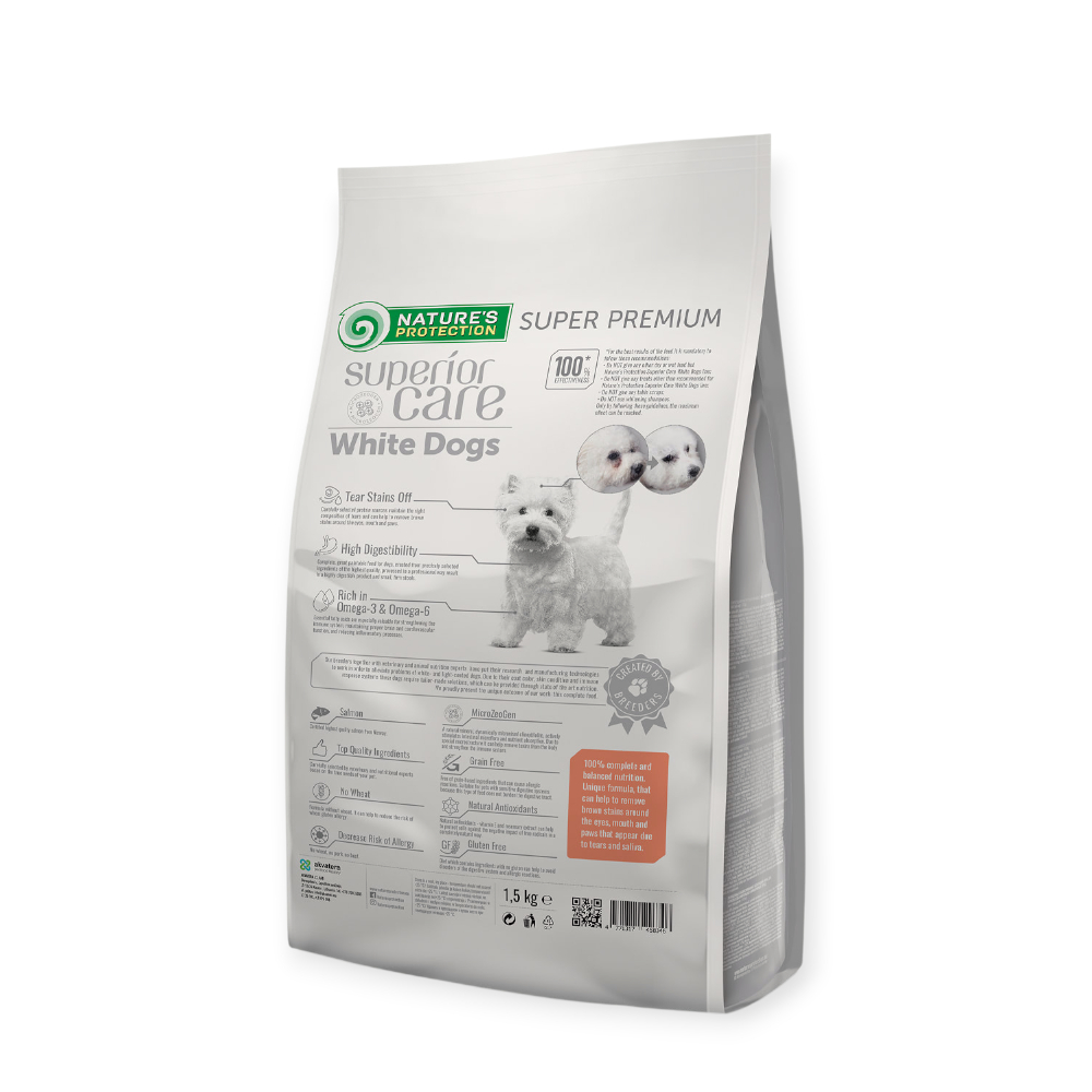 Nature's Protection Superior Care White Dogs Grain Free Adult Small & Mini, з лососем - 1,5 кг