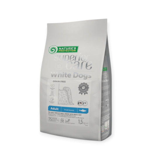 Nature's Protection Superior Care White Dogs Grain Free & Herring All Sizes, с белой рыбой - 1,5 кг