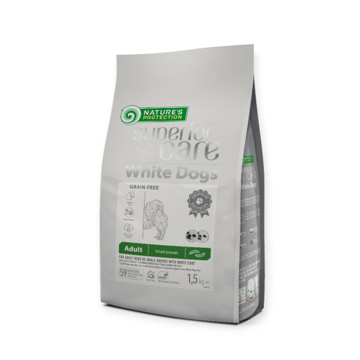 Nature's Protection Superior Care White Dogs Grain Free & Herring Adult Small, с насекомым - 1,5 кг