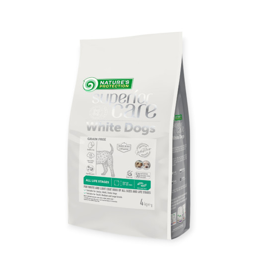 Nature's Protection Superior Care White Dogs Grain Free Insect, с белком насекомых - 4 кг