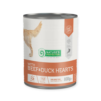 Nature's Protection Beef & Duck Hearts корм для собак, з яловичиною та качиним серцем - 800 г