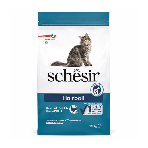 Schesir Cat Hairball корм для выведения шерсти у кошек, с курицей - 1,5 кг
