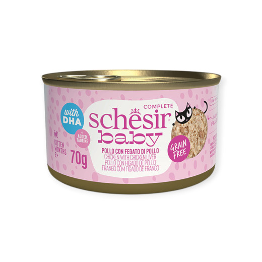 Schesir Baby Chicken & Chicken Liver корм для кошенят, з куркою та курячою печінкою - 70 г