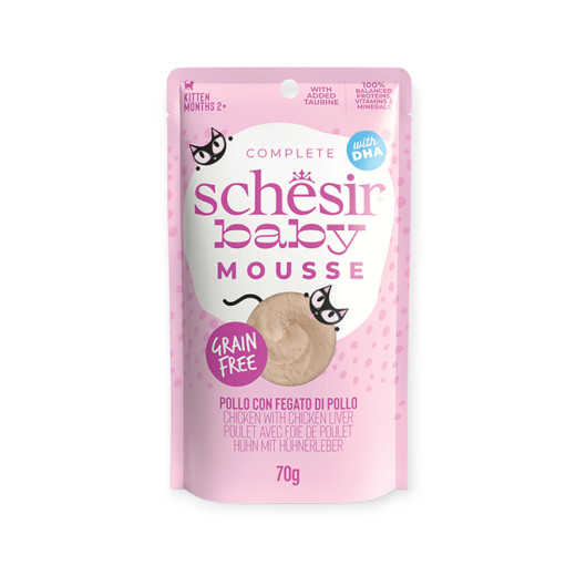 Schesir Baby Chicken & Chicken Liver мус для кошенят, з куркою та курячою печінкою - 70 г