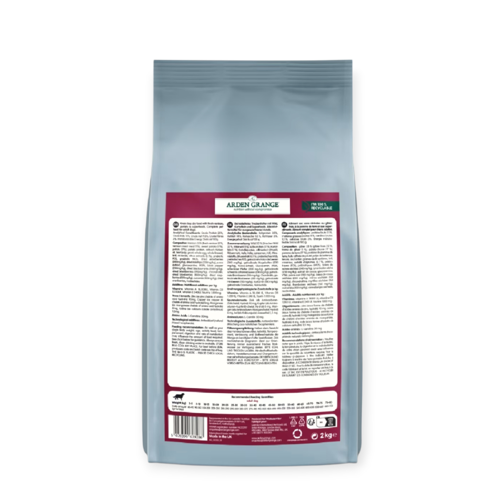 Arden Grange GF Dog Adult Large Sensitive корм для, с олениной - 12 кг