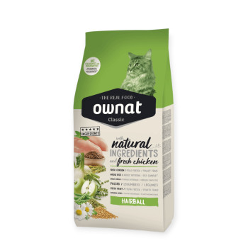 Ownat Hairball корм для вывода шерсти у кошек, с курицей - 1,5 кг