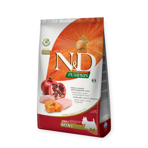 Farmina N&D GF Pumpkin & Chicken & Pomegranate Adult Mini, с курицей, тыквой и гранатом - 800 г