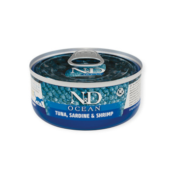 Farmina N&D GF Ocean Tuna, Sardine & Shrimp корм для котів, з тунцем та сардиною - 70 г