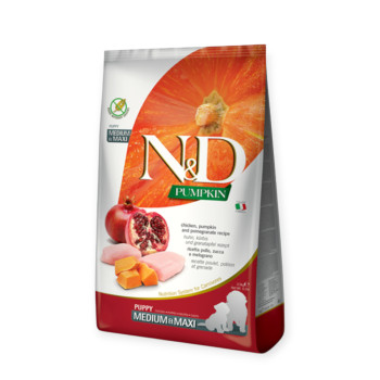 Farmina N&D GF Pumpkin & Chicken & Pomegranate Puppy Medium & Max, з куркою та гарбузом - 2,5 кг