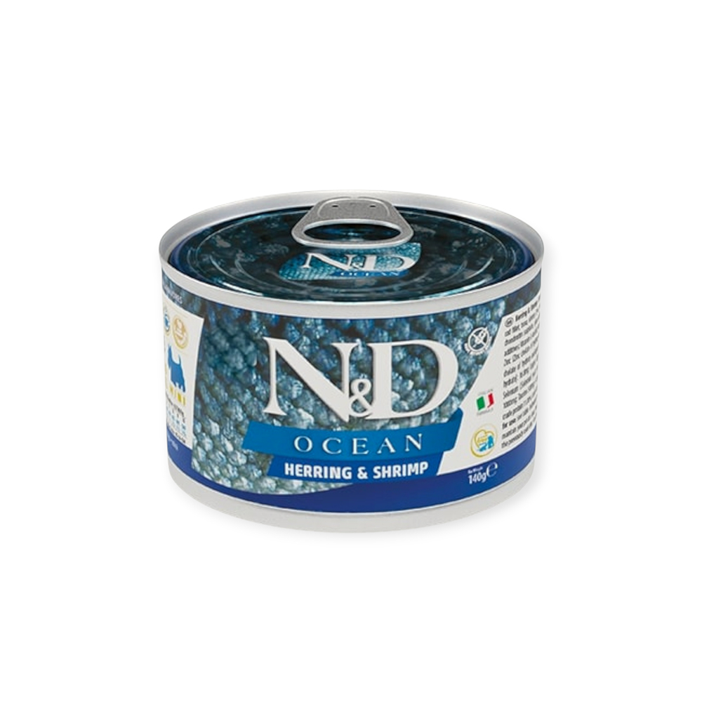 Farmina N&D GF Ocean Herring & Shrimp Adult Mini для малых собак с морепродуктами - 140 г