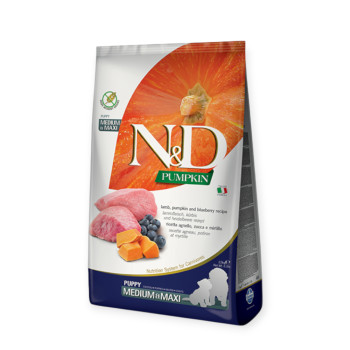 Farmina N&D GF Pumpkin & Lamb & Blueberry Puppy Medium & Max, з ягням та гарбузом - 2,5 кг