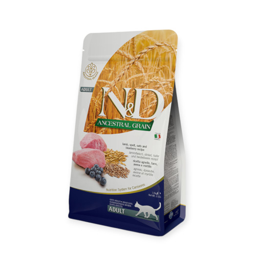 Farmina N&D Low Grain Lamb & Blueberry корм для кошек, с ягненком и черникой - 1,5 кг