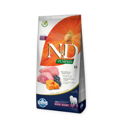 Farmina N&D GF Pumpkin & Lamb & Blueberry Adult Giant Maxi, с ягненком и тыквой - 12 кг