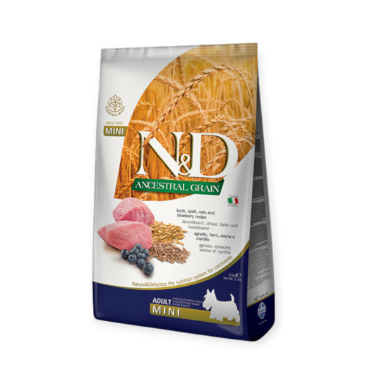 Farmina N&D Low Grain Lamb & Blueberry Adult Mini, с ягненком и черникой - 800 г
