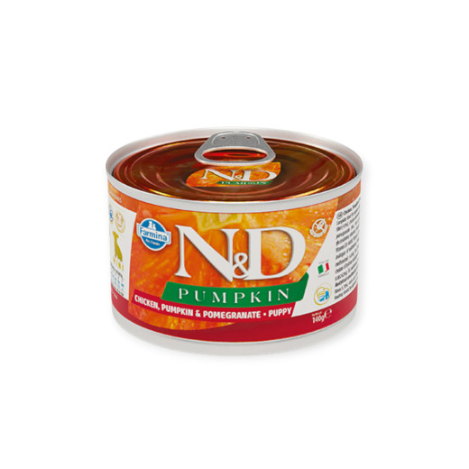 Farmina N&D GF Pumpkin ChickenPuppy Mini для щенков малых пород, с курицей и тыквой - 140 г
