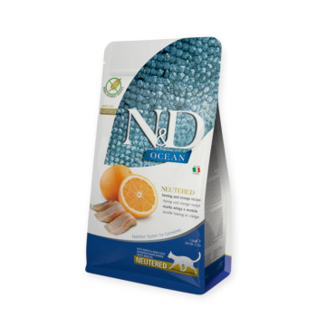 Farmina N&D GF Ocean Herring & Orange Neutered для стерилізованих котів, з оселедцем - 300 г