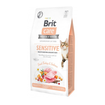 Brit Care Cat GF Sensitive Healthy Digestion & Delicate Taste, з індичкою та лососем - 7 кг