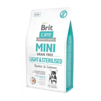 Brit Care GF Light & Sterilised Adult Mini для собак порід, з кроликом та лососем - 2 кг
