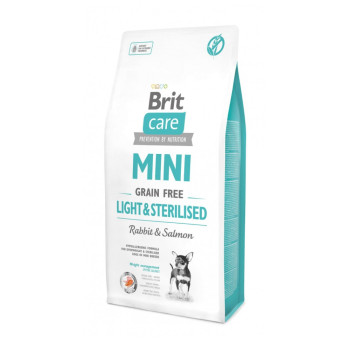 Brit Care GF Light & Sterilised Adult Mini для собак пород, с кроликом и лососем - 7 кг