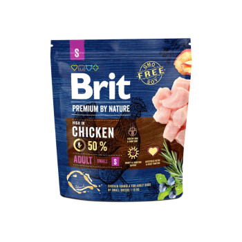 Brit Premium by Nature Adult S корм для собак малых пород, с курицей - 1 кг