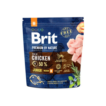 Brit Premium by Nature Junior M корм для щенков средних пород, с курицей - 1 кг