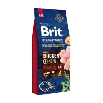 Brit Premium by Nature Senior L+XL корм для літніх собак великих порід, з куркою - 15 кг