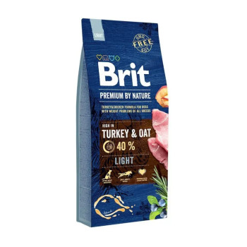 Brit Premium By Nature Light Turkey & Oats корм для собак з надмірною вагою, з індичкою - 15 кг