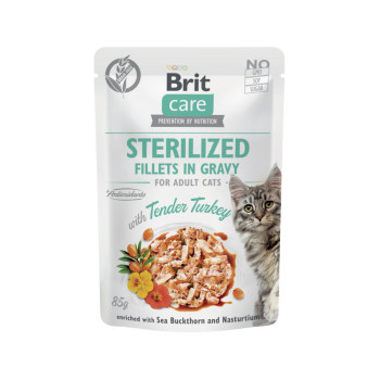 Brit Care Cat Sterilized Fillets In Gravy Tender Turkey корм для котів, з індичкою - 85 г