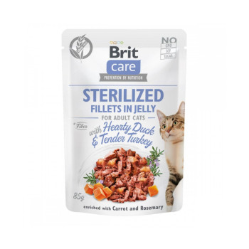 Brit Care Cat Sterilized Fillets in Jelly Hearty Duck and Turkey, с уткой и индейкой - 85 г
