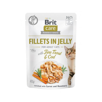 Brit Care Cat Fillets in Jelly Fine Trout and Cod, с треской и форелью - 85 г