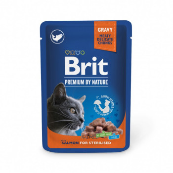 Brit Premium Cat Sterilised Salmon Slices корм для кошек, с лососем - 100 г