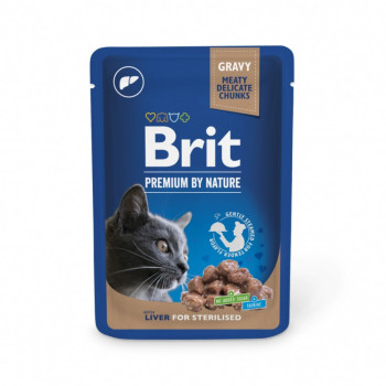 Brit Premium Cat Sterilised Liver Slices корм для кошек, с печенью - 100 г