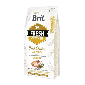 Brit Fresh Adult Chicken & Potato корм для взрослых собак с курицей - 2,5 кг