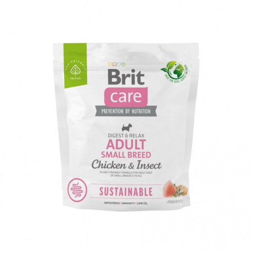 Brit Care Sustainable Adult Mini корм для собак малых пород, с курицей и насекомыми - 1 кг