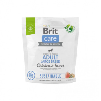 Brit Care Adult Large Sustainable корм для собак великих порід, з куркою та комахами - 1 кг