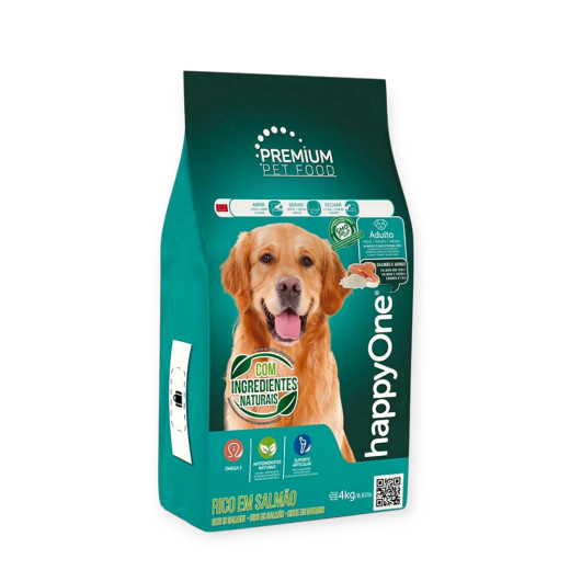 happyOne Premium Adult Dog Salmon & Rice корм для собак, із лососем - 4 кг