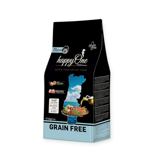 Happy One Mediterraneum Sterilized Cat Fresh Meat для стерилизованных кошек, с мясом птицы - 1 кг