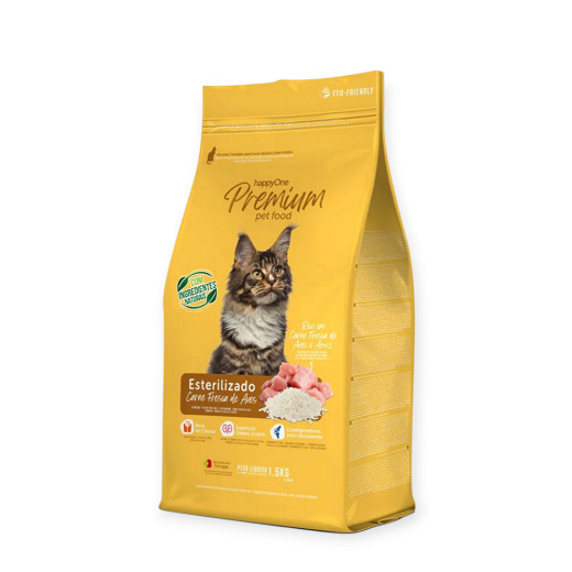 happyOne Premium Cat Sterilized Fresh Meat корм для стерилізованих котів, з м'ясом птиці - 1,5 кг