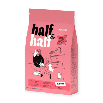 Half&Half Kitten корм для котят, с говядиной - 8 кг