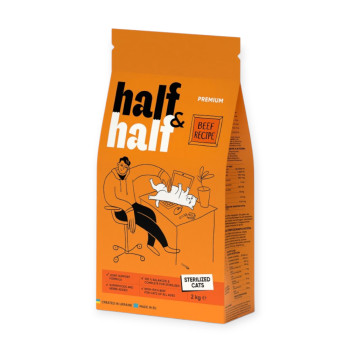 Half&Half Sterilized Cats корм для стерилизованных кошек, с говядиной - 2 кг