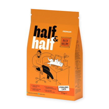 Half&Half Sterilized Cats корм для стерилизованных кошек, с говядиной - 8 кг