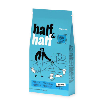 Half&Half Puppy корм для щенков, с говядиной - 12 кг